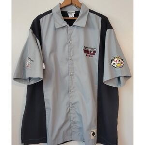 Walt Disney World Big Bad Wolf Poker Club Bowling Shirt Mens XL Grey Black